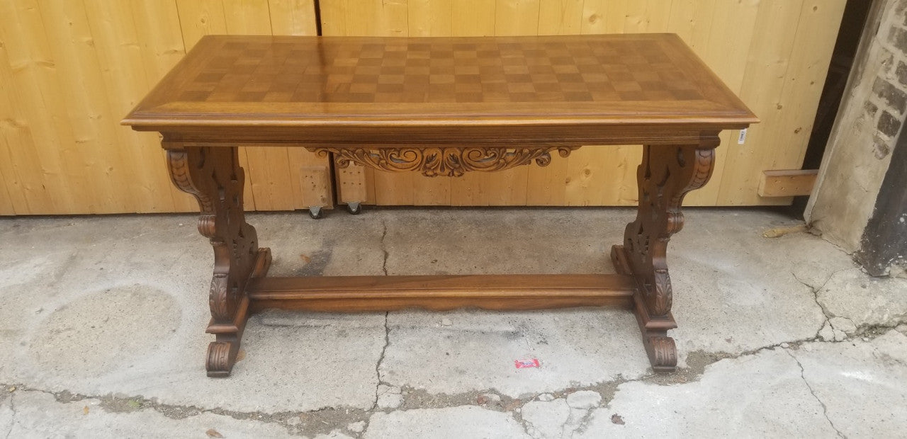 The Artistry of Vintage Grind House: Hand Carved Walnut Table in Renaissance Style