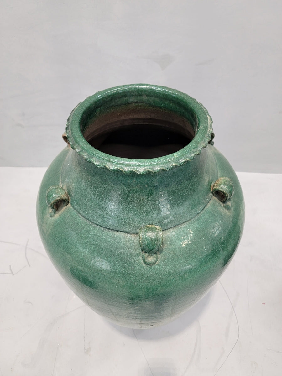 Antique Stoneware Large Green-Glazed Mataban Jar