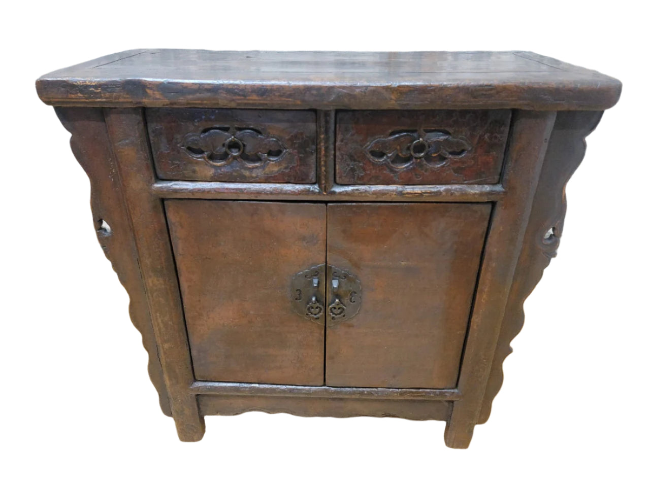 Antique Shanxi Province Small Winged Elmwood Cabinet