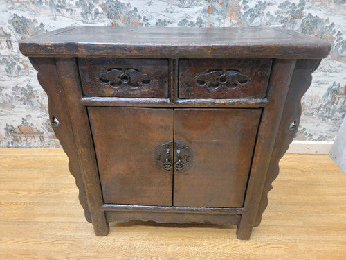 Antique Shanxi Province Small Winged Elmwood Cabinet