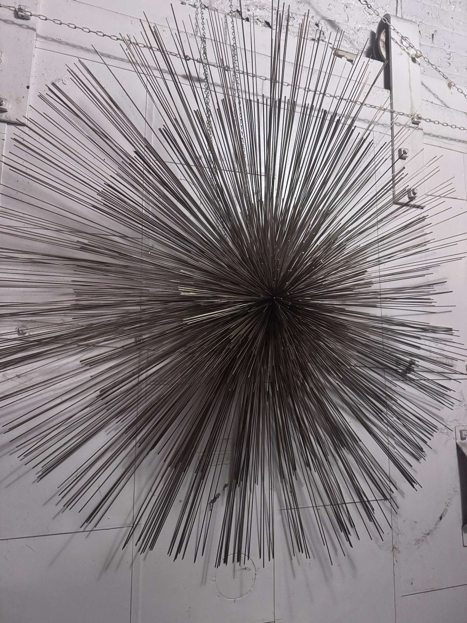 Mid Century Modern Curtis Jeré Nickel Sea Urchin/Pom-Pom Wall Sculpture