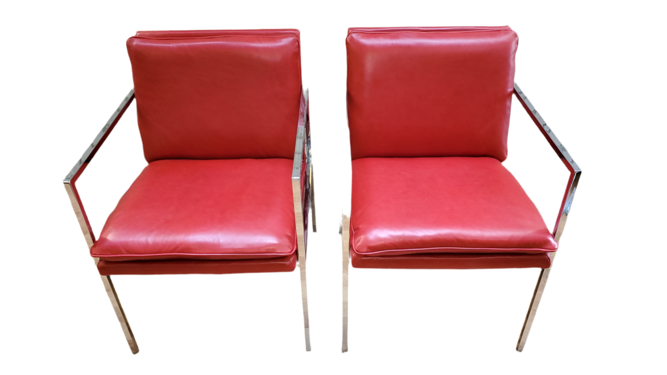 Mid Century Modern Milo Baughman Side Chairs Newly Reupholstered - Pair