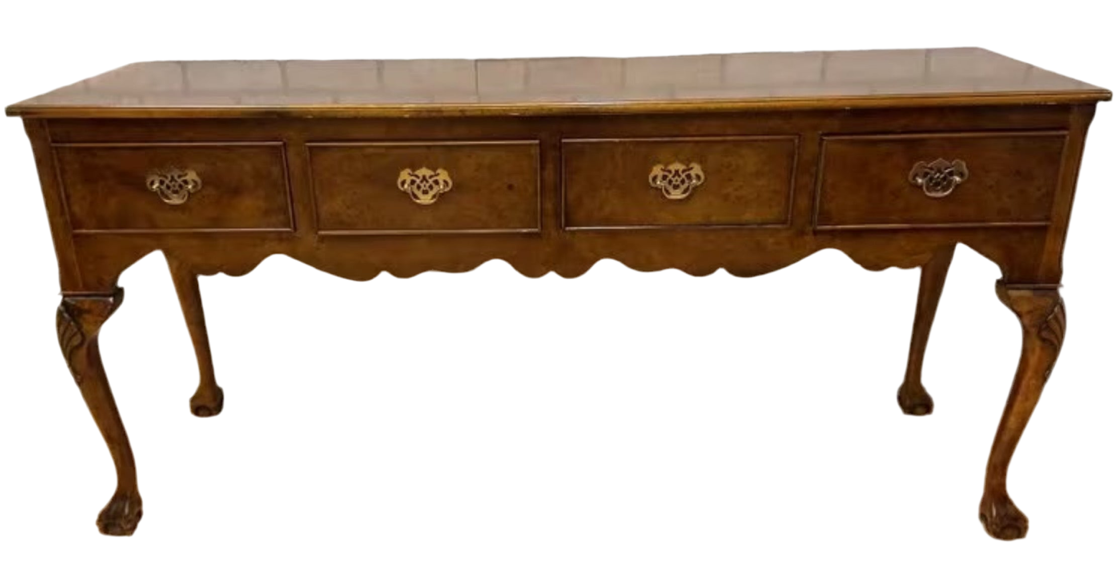 Antique Victorian Burlwood Sideboard with Claw and Ball Feet