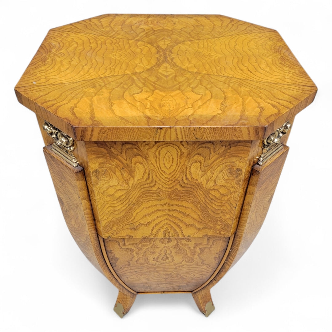 Art Deco Burled Storage Side Table Nightstand by William Switzer