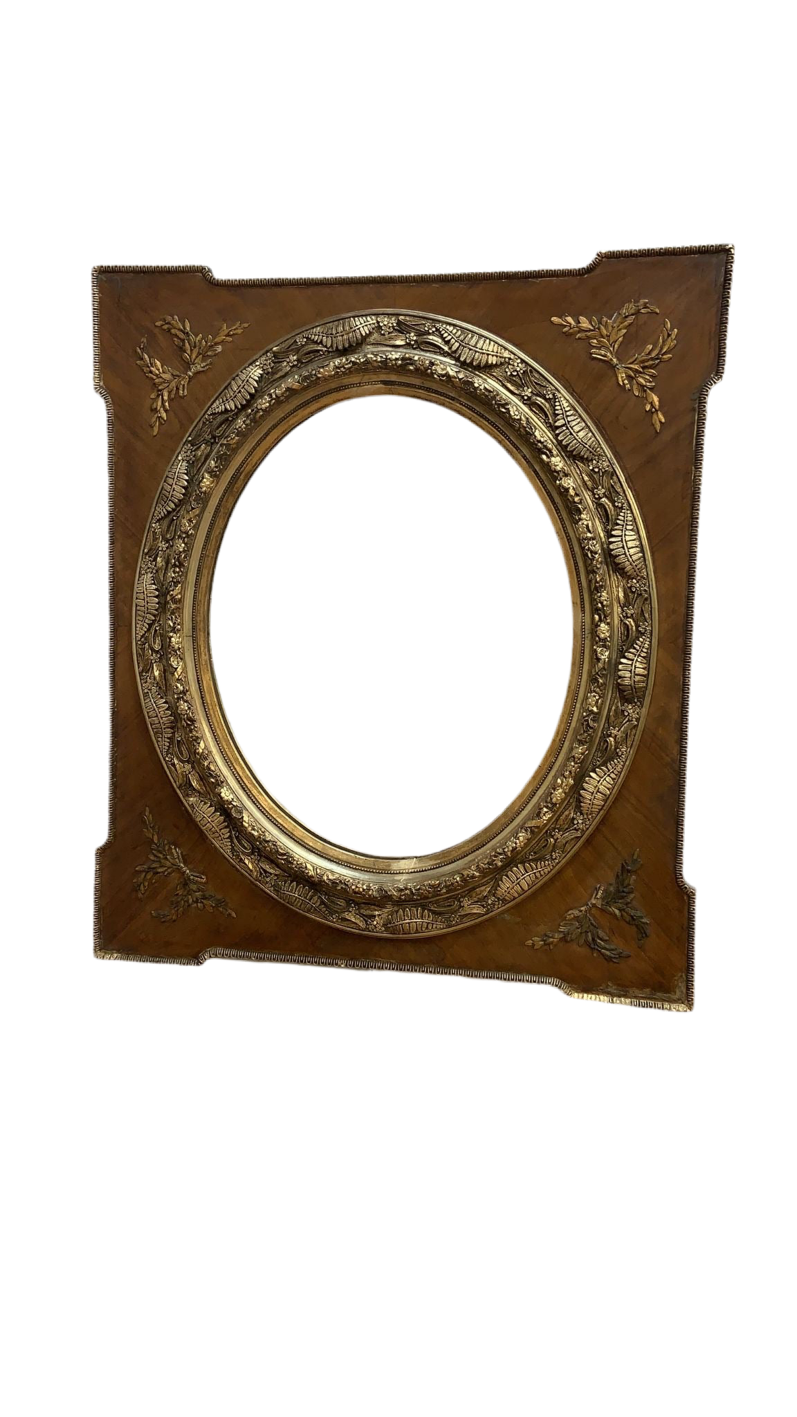 Antique French Napoleon III Caved Gold Gilded Wood Medallion Wall Mirror