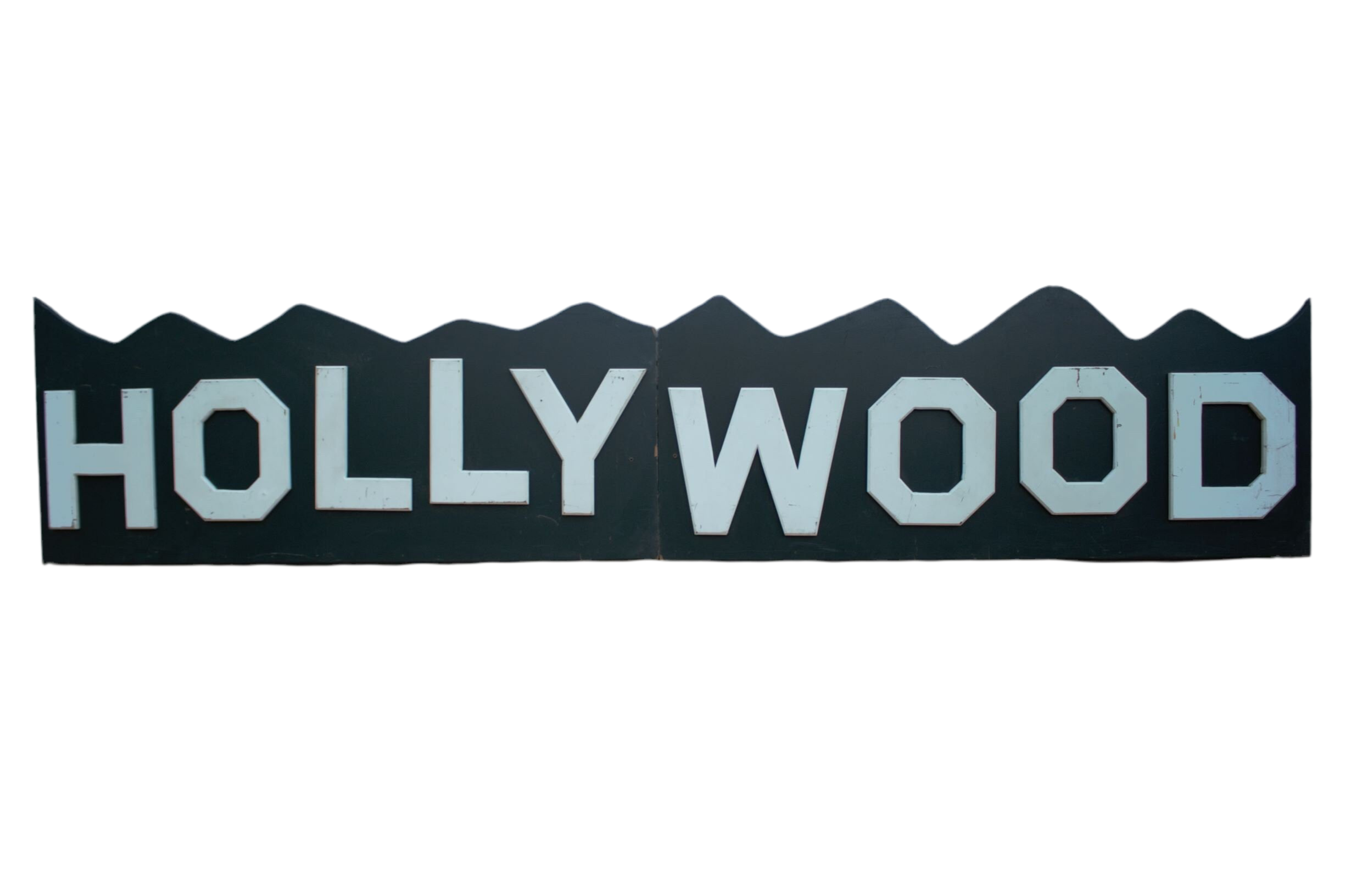 Vintage Hollywood Hills Painted Wood Wall Sign