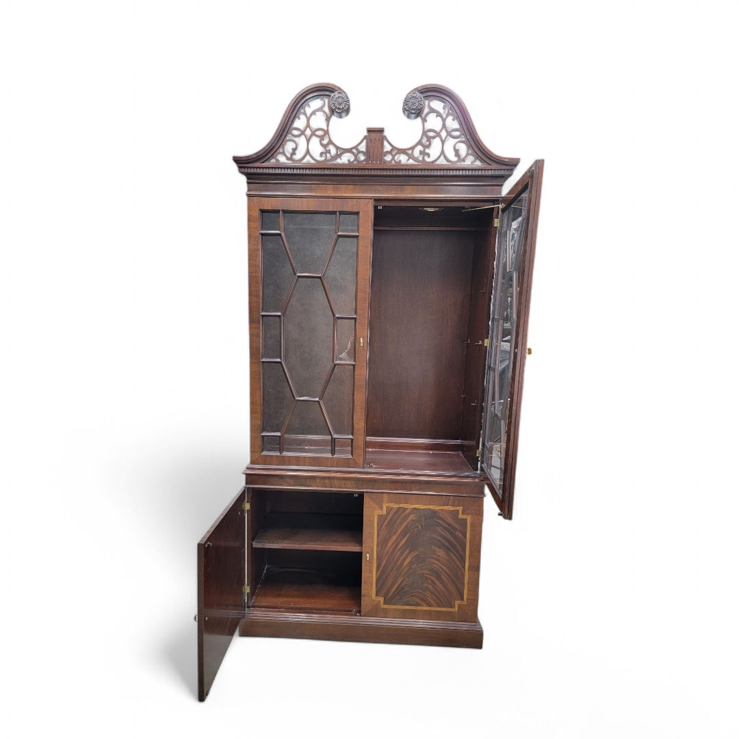 Antique Federal Style Flame Mahogany Display China Cabinet by Councill