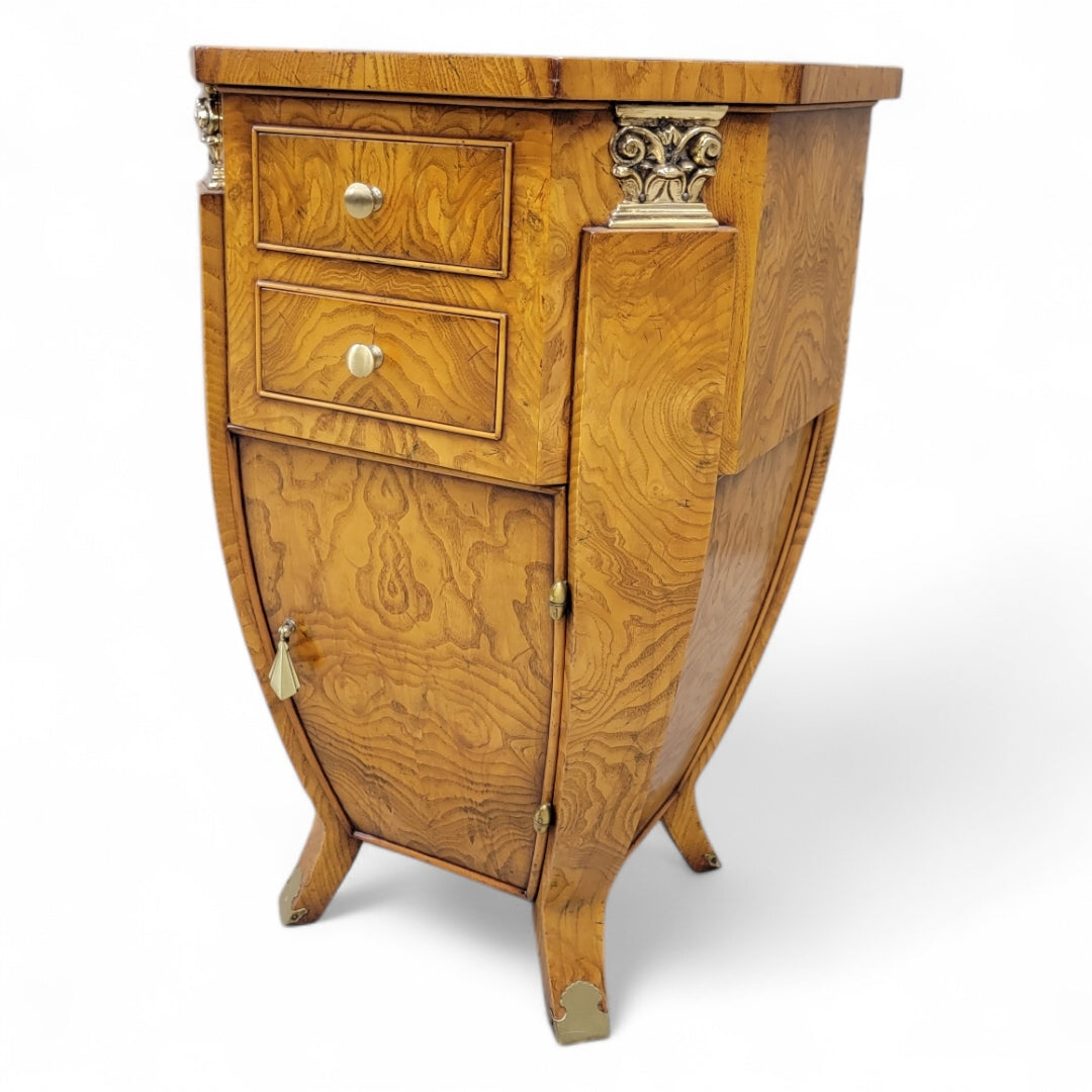 Art Deco Burled Storage Side Table Nightstand by William Switzer