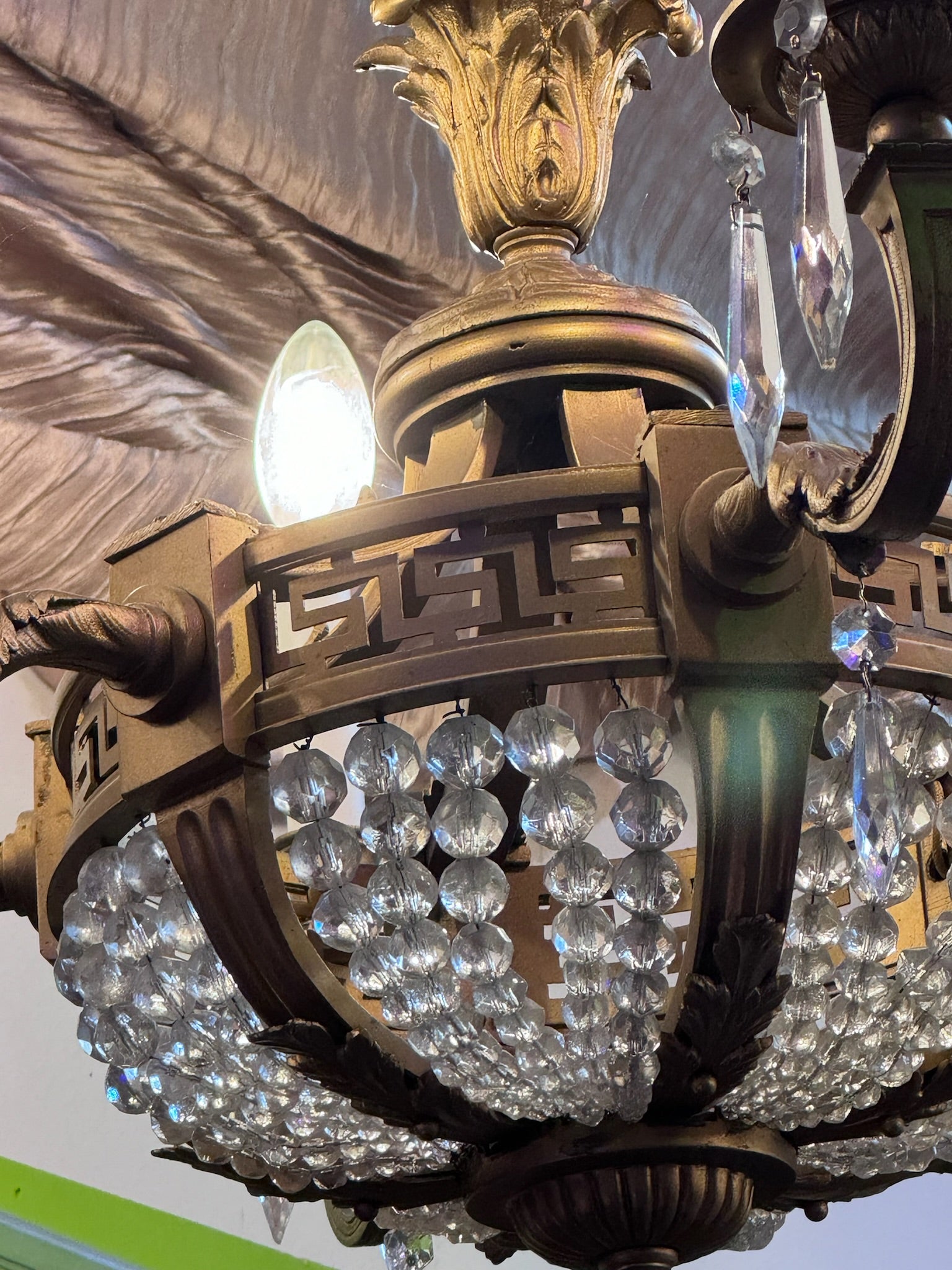 Antique French Empire Greek Key Chandelier