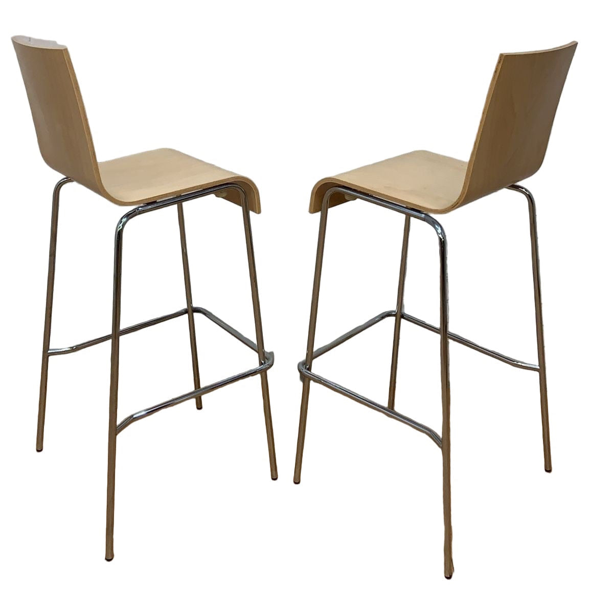 Vintage Postmodern Italian Bentwood Wave Bar Stools - Pair