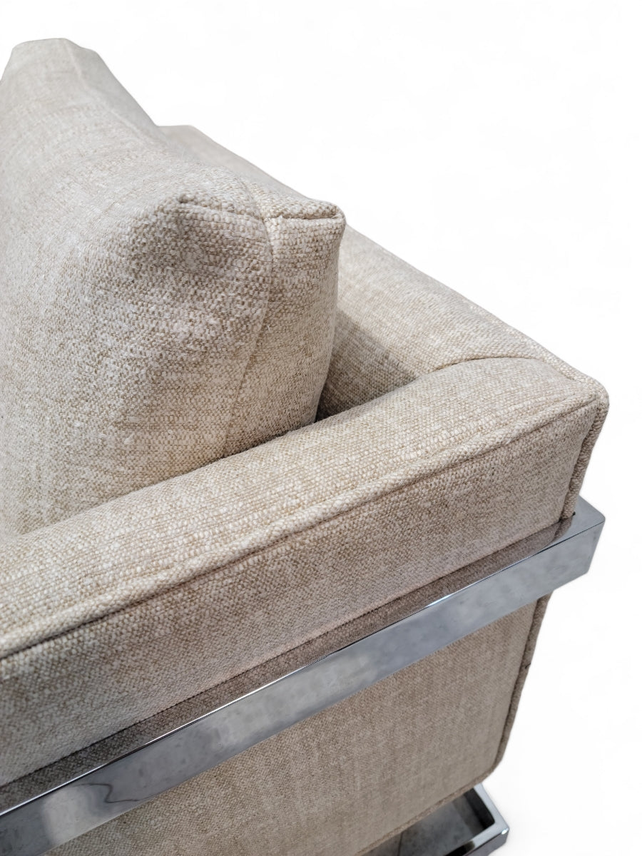 Mid Century Modern Milo Baughman Chrome Flat Bar Cantilever Chairs Newly Reupholstered - Pair