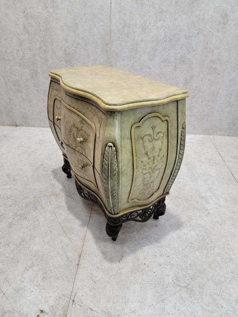 Vintage Italian Venetian Style Hand Painted Bombe Chest by Collezione Europa
