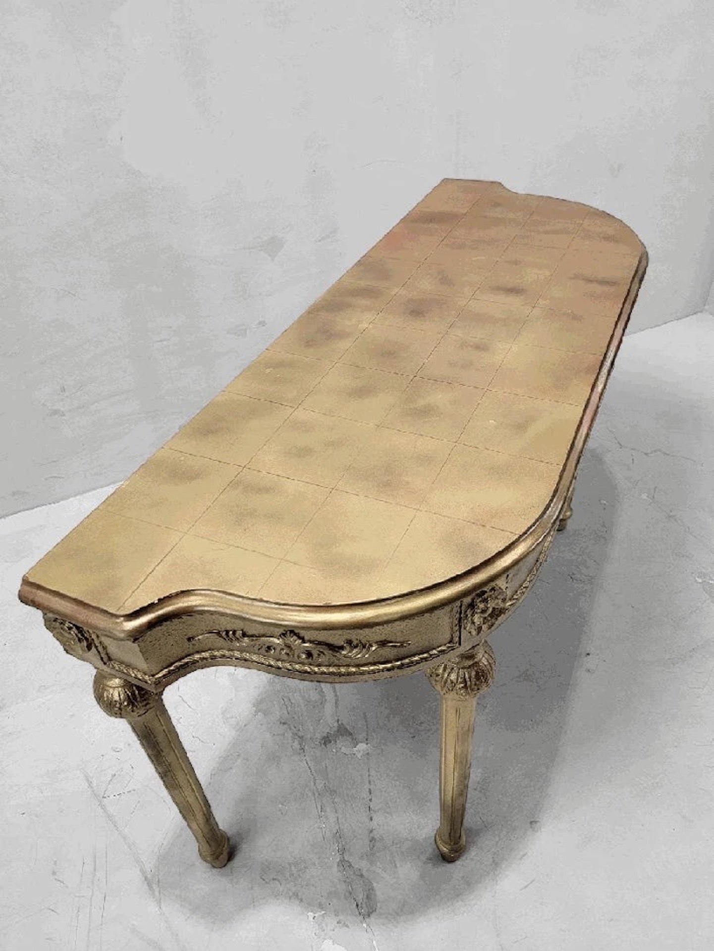 Vintage French Louis XVI Style Gold Gilt Demilune Console Table