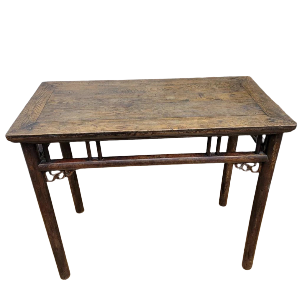 Antique Shanxi Province Elmwood Altar Carved Console Table
