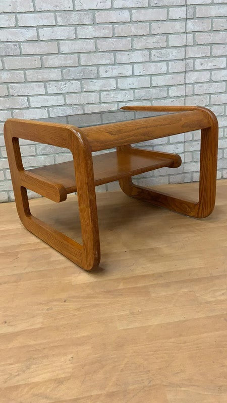 Mid Century Modern Lou Hodges California Side Tables with Inset Glass - Pair