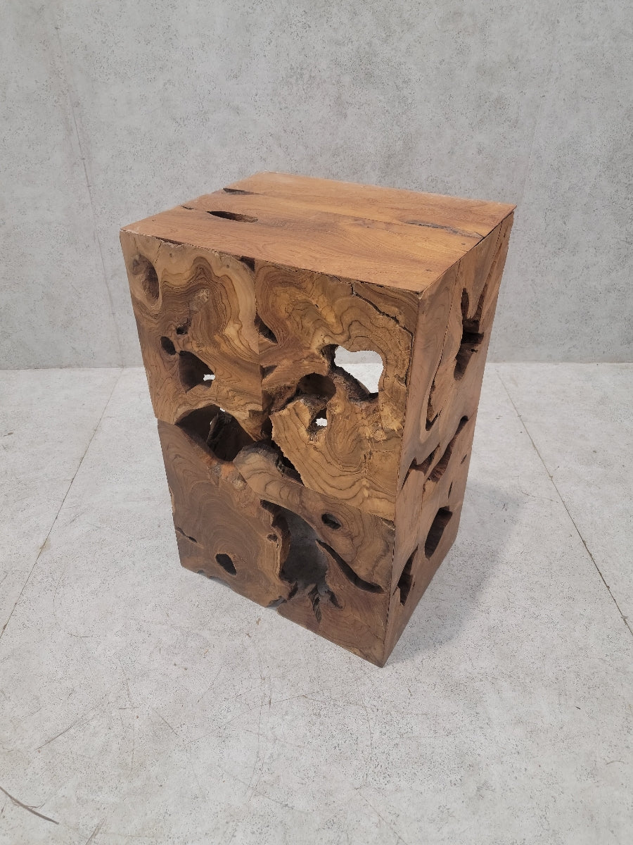 Vintage Modernist Organic Burl Wood Pedestal/Side Table