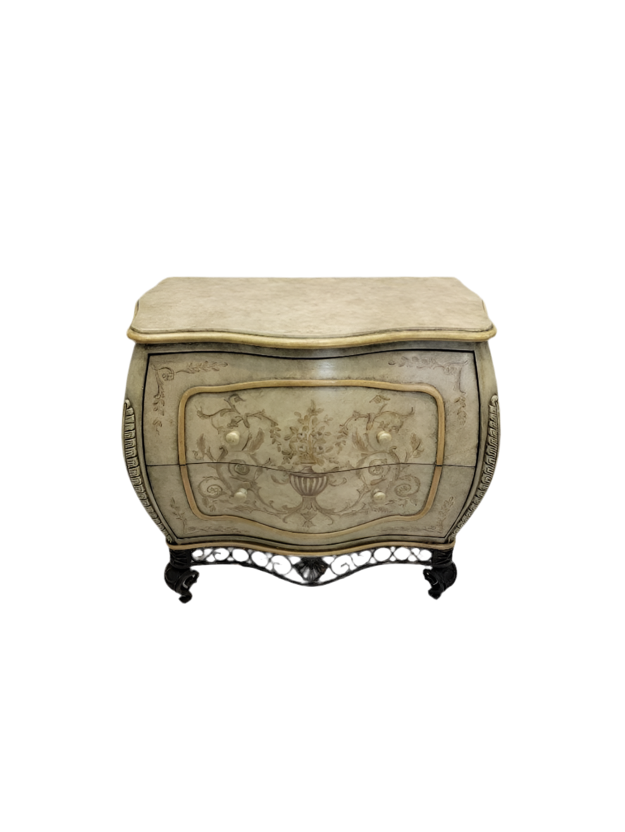 Vintage Italian Venetian Style Hand Painted Bombe Chest by Collezione Europa
