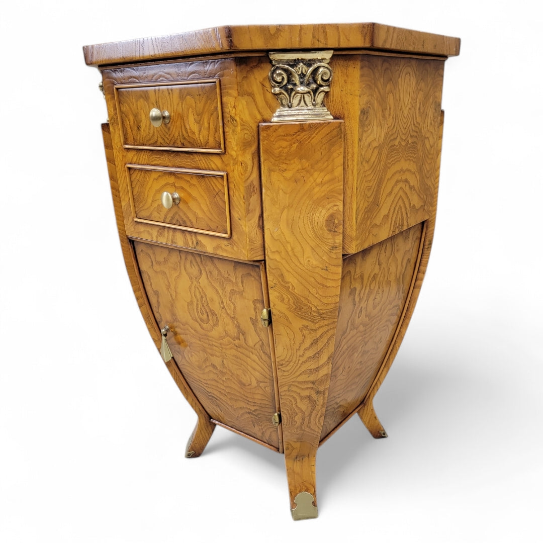 Art Deco Burled Storage Side Table Nightstand by William Switzer