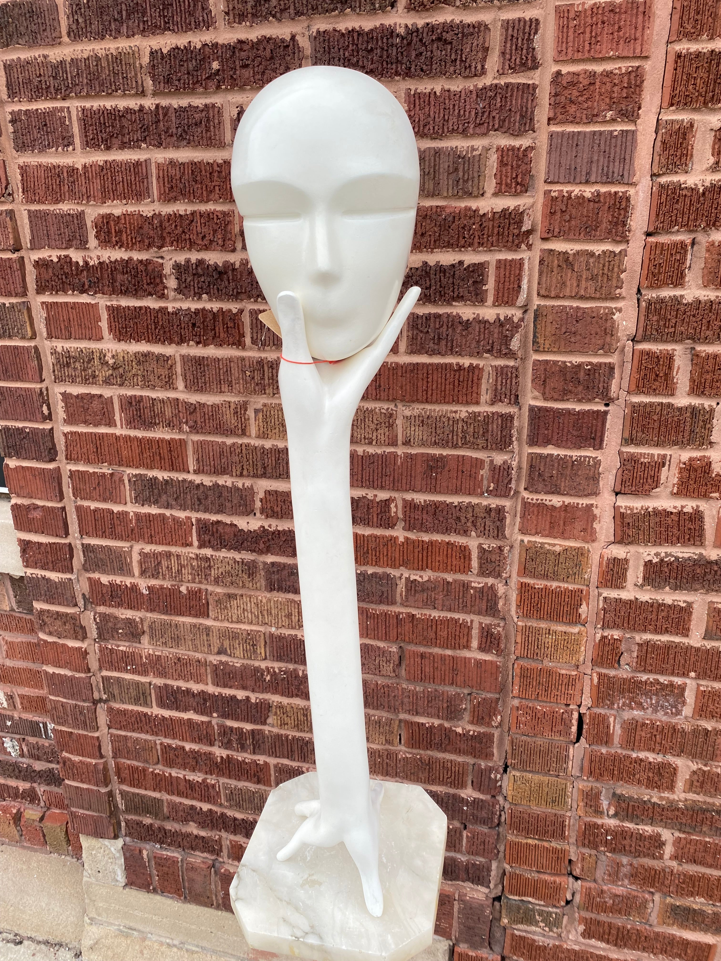 Head-in-Hand 1990s Tall White Sculpture