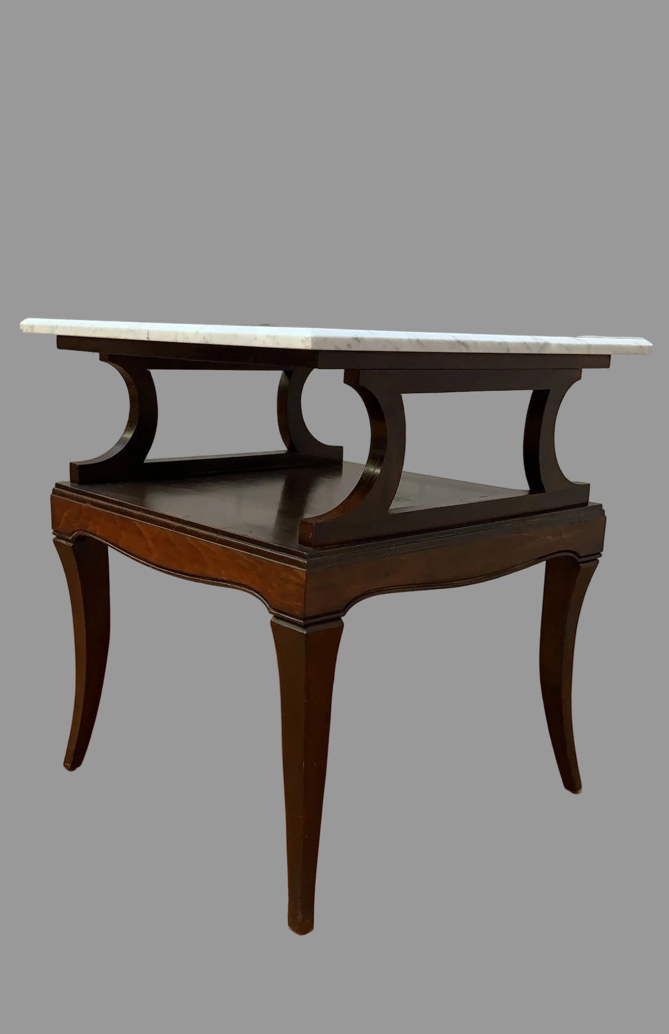 Vintage Carrara Marble and Mahogany Side/End/Accent Table