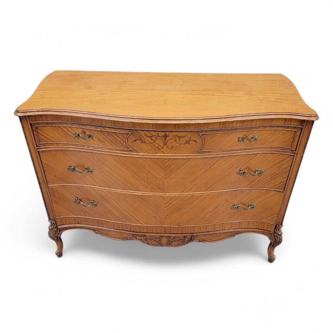 Antique French Provincial French Mahogany Inlaid Marquetry Chest of Drawers