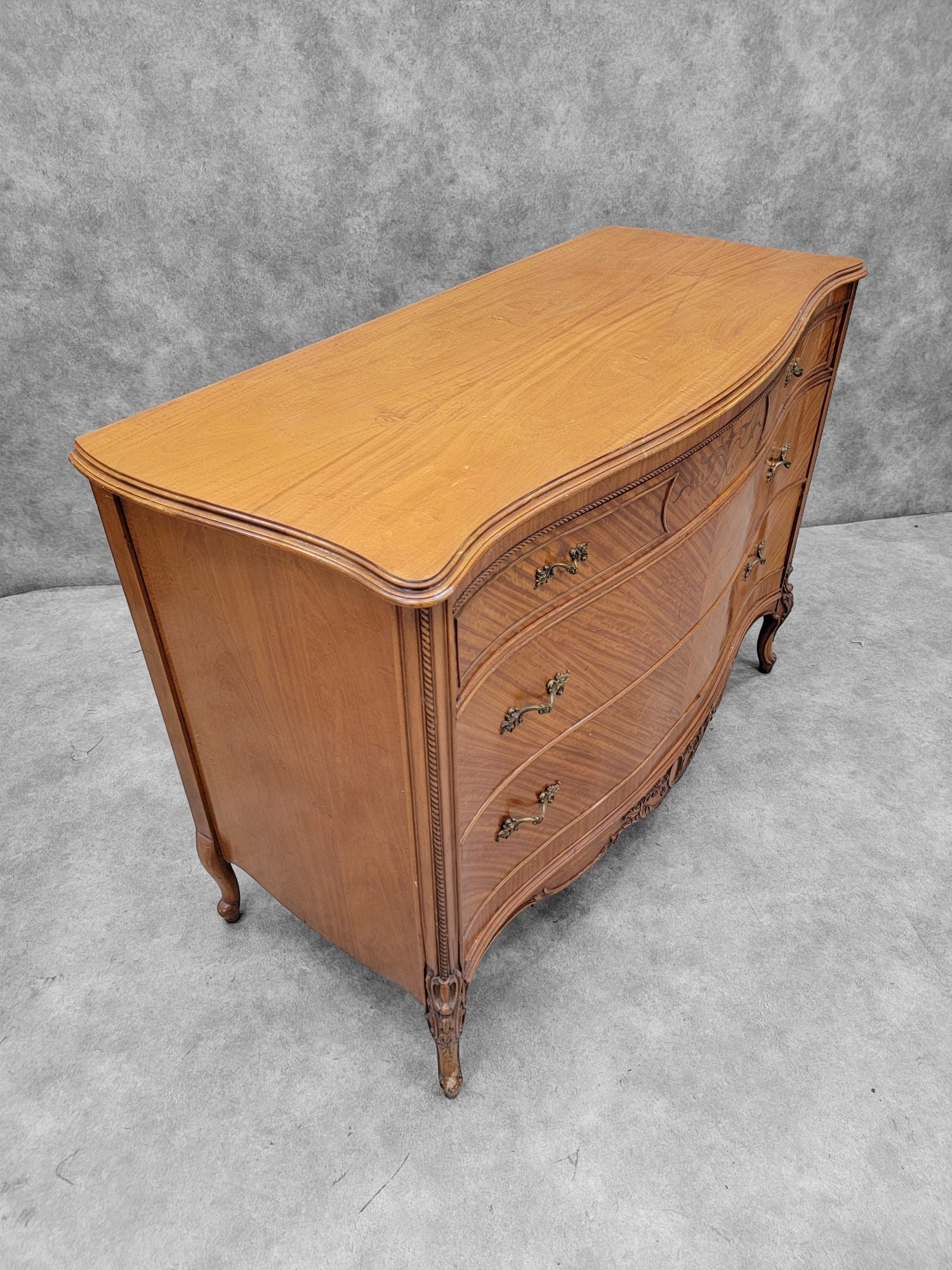 Antique French Provincial French Mahogany Inlaid Marquetry Chest of Drawers