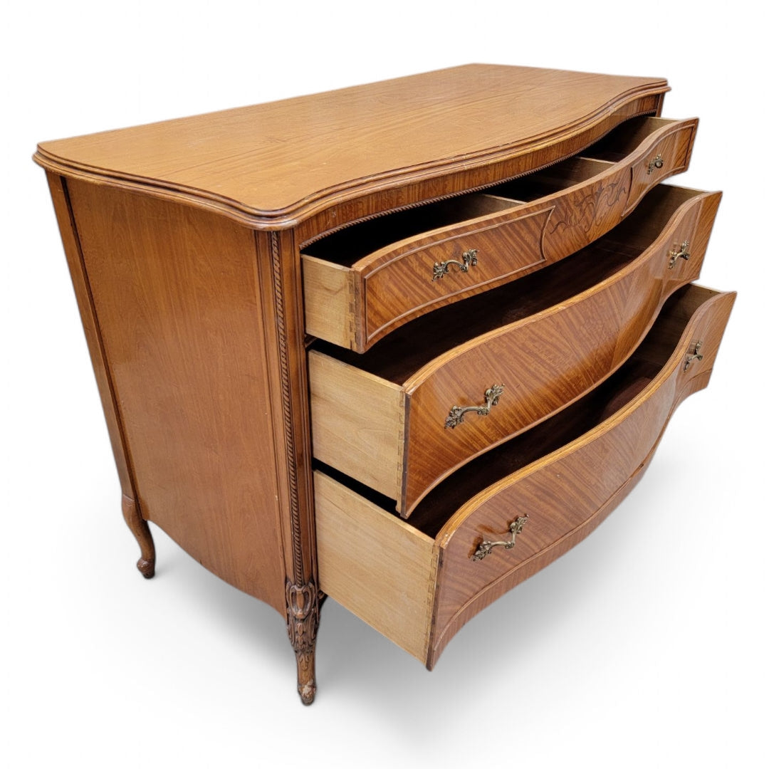 Antique French Provincial French Mahogany Inlaid Marquetry Chest of Drawers