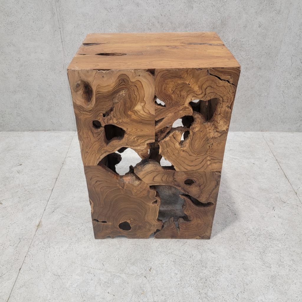 Vintage Modernist Organic Burl Wood Pedestal/Side Table