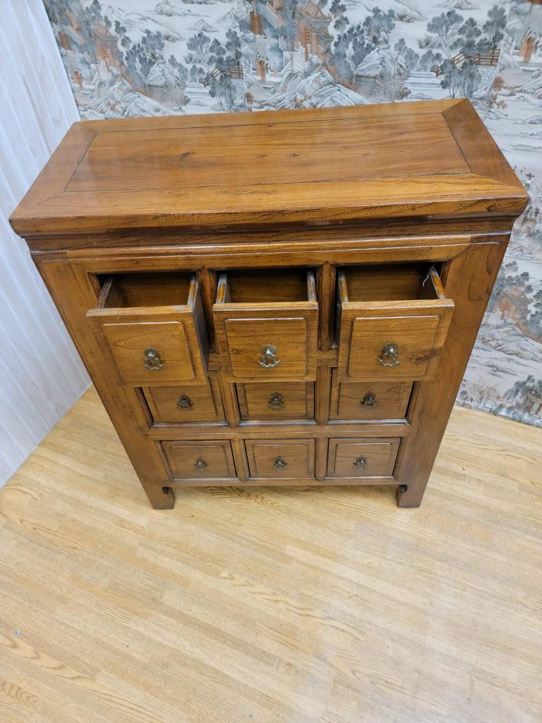 Antique Chinese Shanxi Province Solid Elmwood 9-Drawer Apothecary Medicine Chest