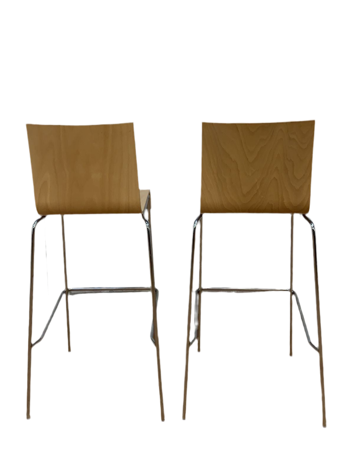 Vintage Postmodern Italian Bentwood Wave Bar Stools - Pair