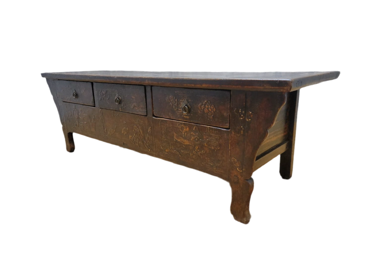 Antique Carved Shanxi Province Coffer Sideboard With Drawers