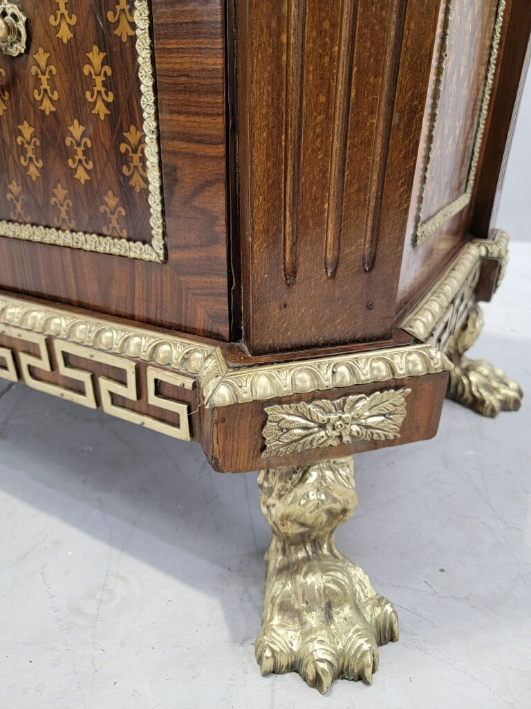 Antique French Empire Style Marquetry Inlay Chest Commode