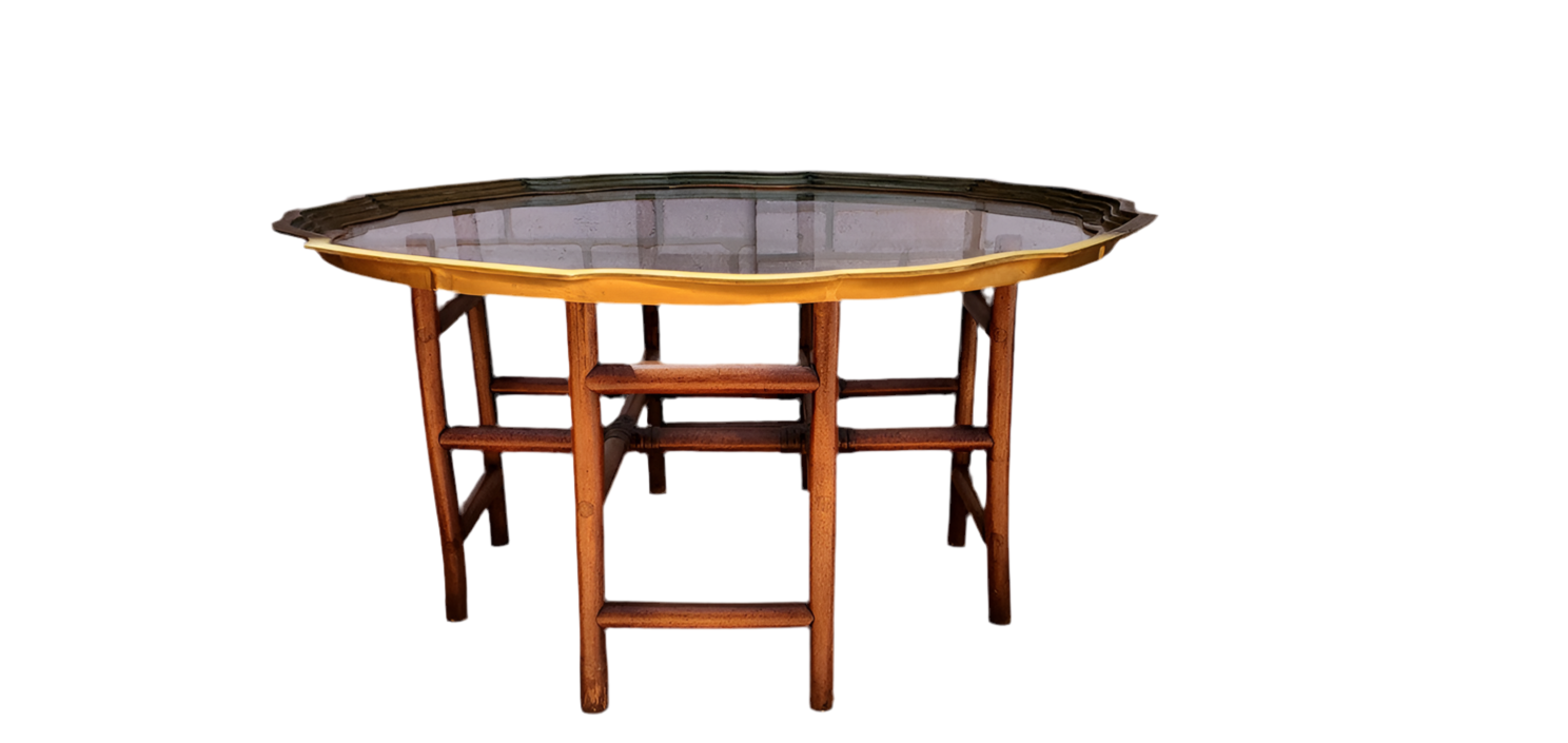 Hollywood Regency Chinoiserie Faux-Bamboo Cocktail Table