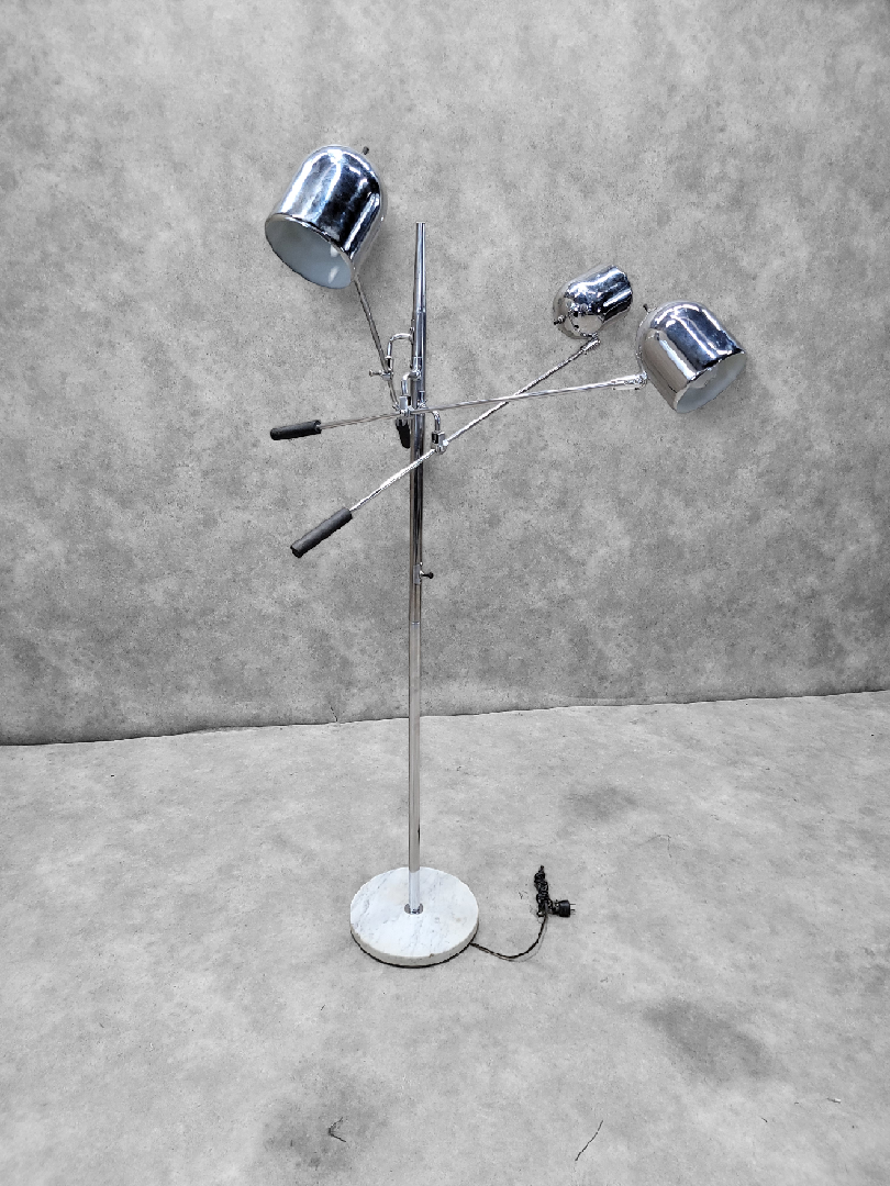 Mid Century Modern Chrome and Marble Triennale Floor Lamp for Arredoluce