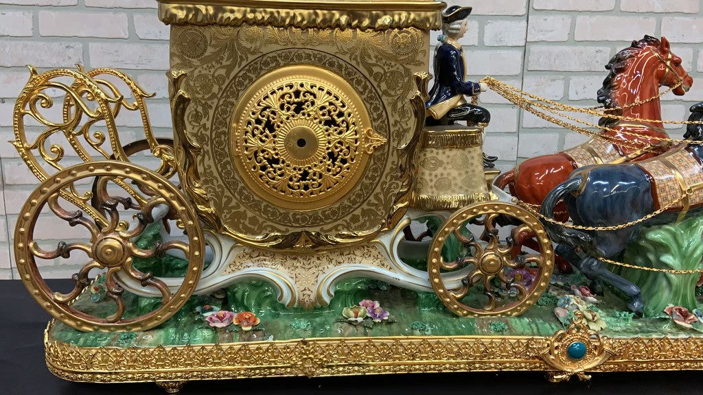 Antique Franz Hermle Monumental Capodimonte Style Vienna Porcelain Sculpted Mantel Clock/Centerpiece