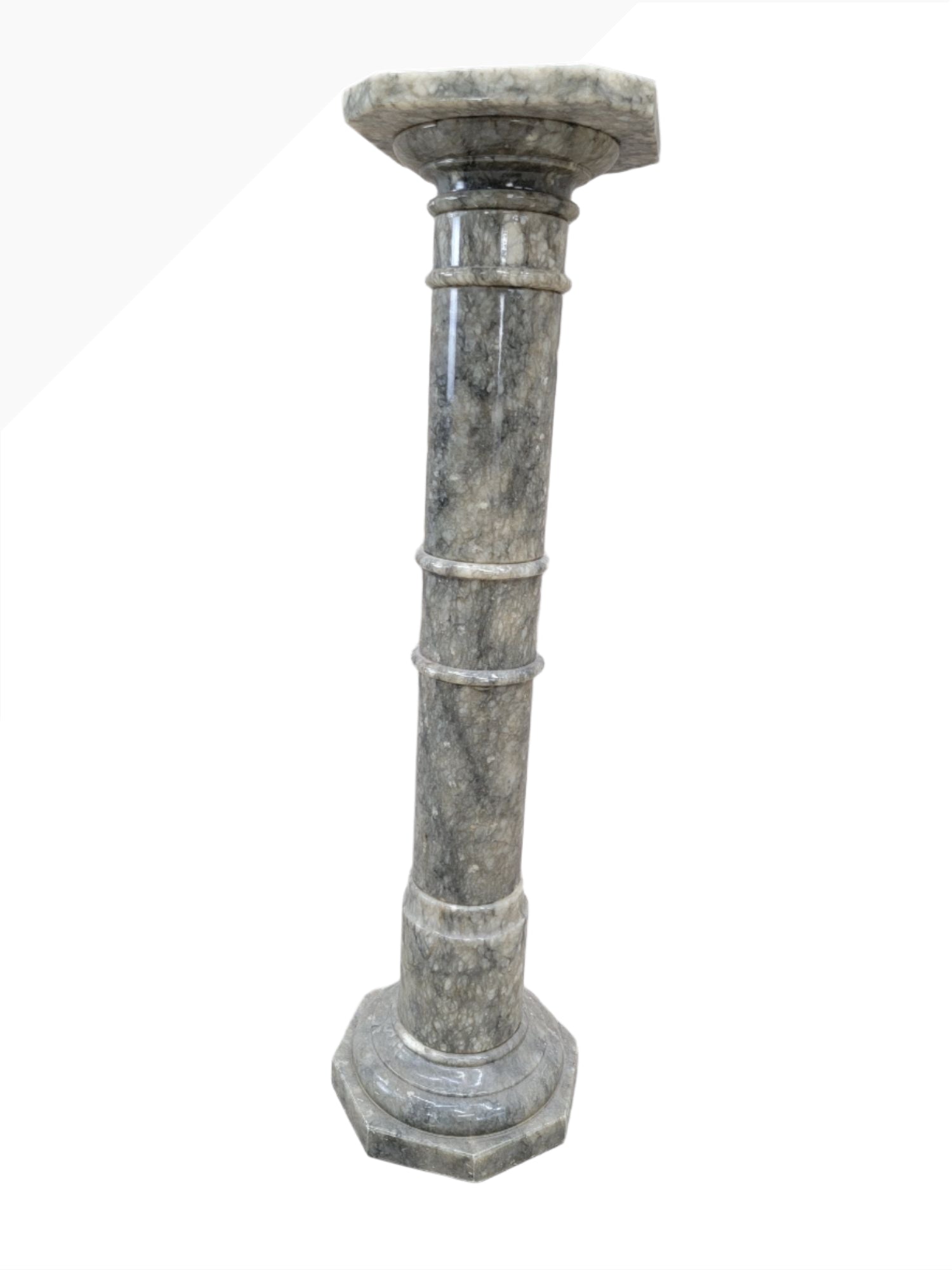 Antique Neoclassical Carved Grey Marble Display Sculpture Pedestal