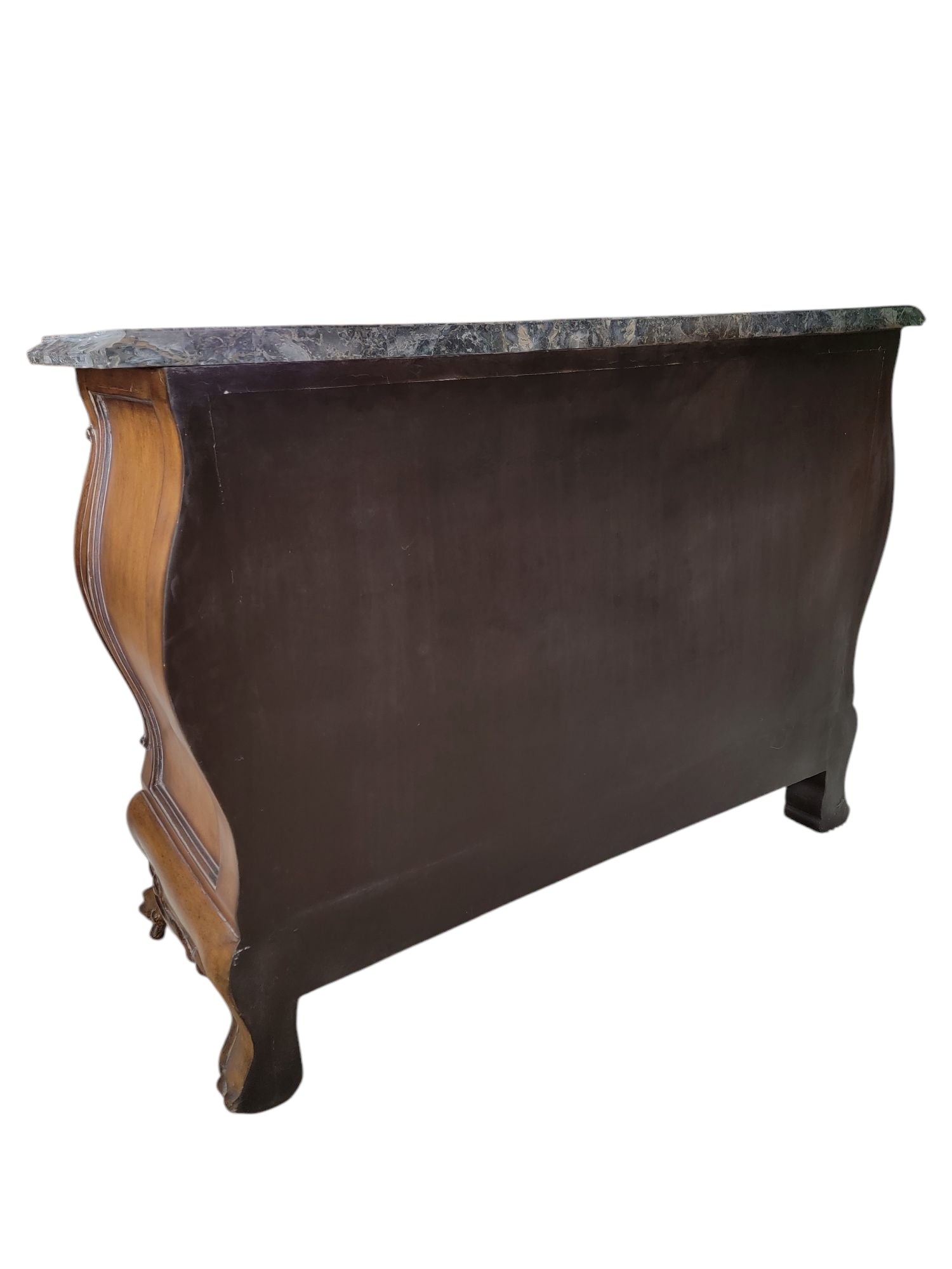 New - Vintage French Provincial Style Carved Bombe Chest with Stone Top
