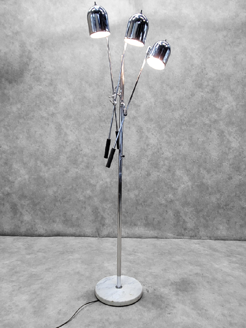 Mid Century Modern Chrome and Marble Triennale Floor Lamp for Arredoluce