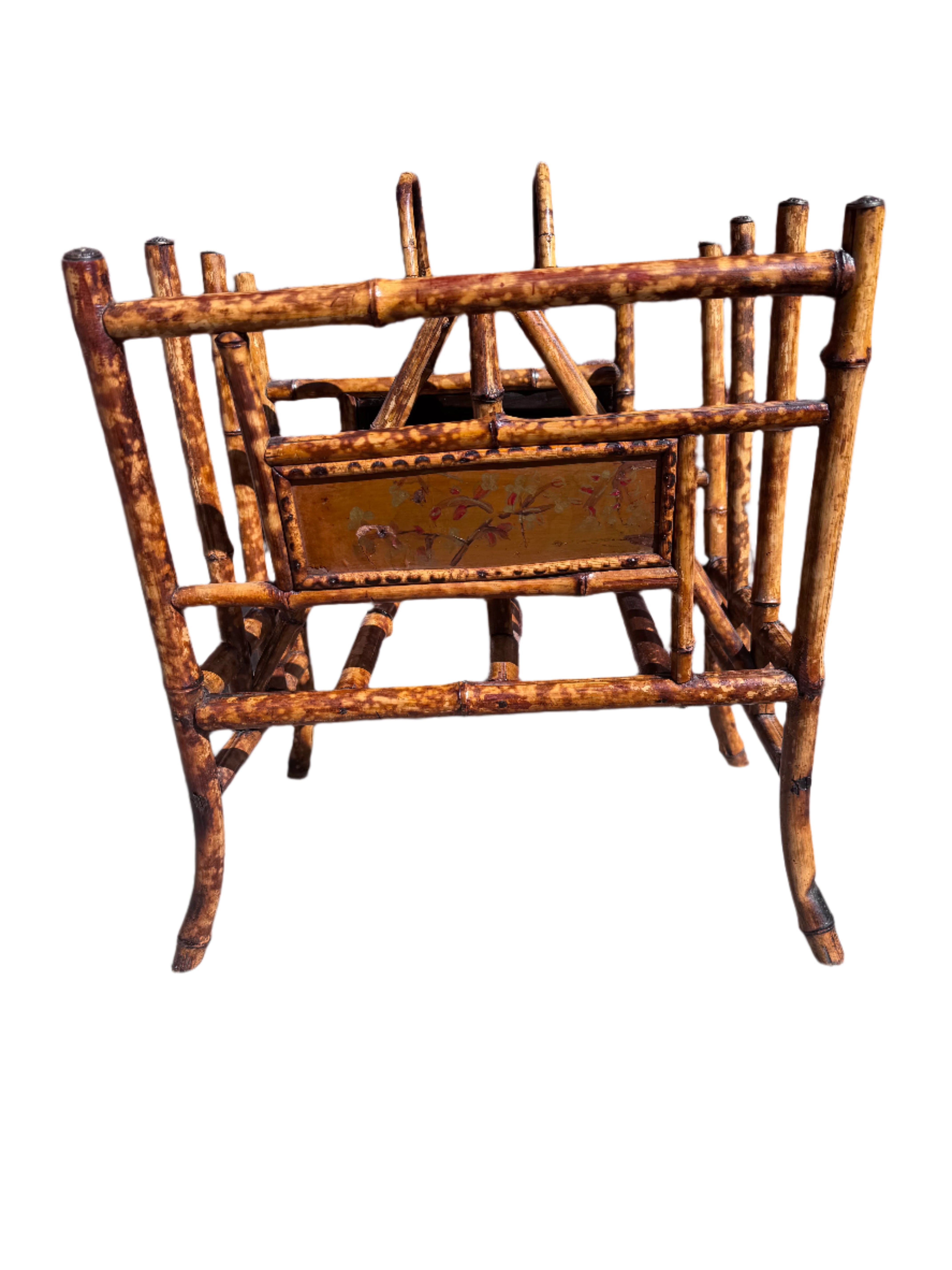 Antique Asian Style Bamboo Carved Magazine Book Rack Holder