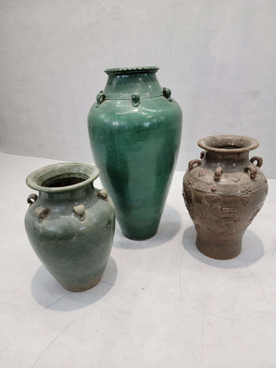 Antique Stoneware Large Green-Glazed Mataban Jar