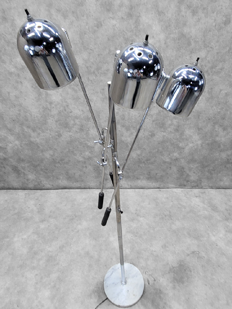 Mid Century Modern Chrome and Marble Triennale Floor Lamp for Arredoluce