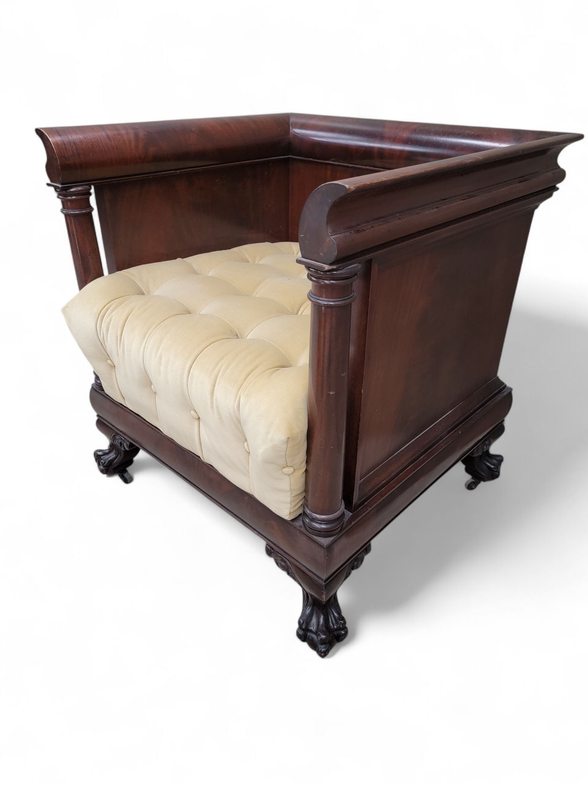 Antique English Colonial Mahogany Cube Chair