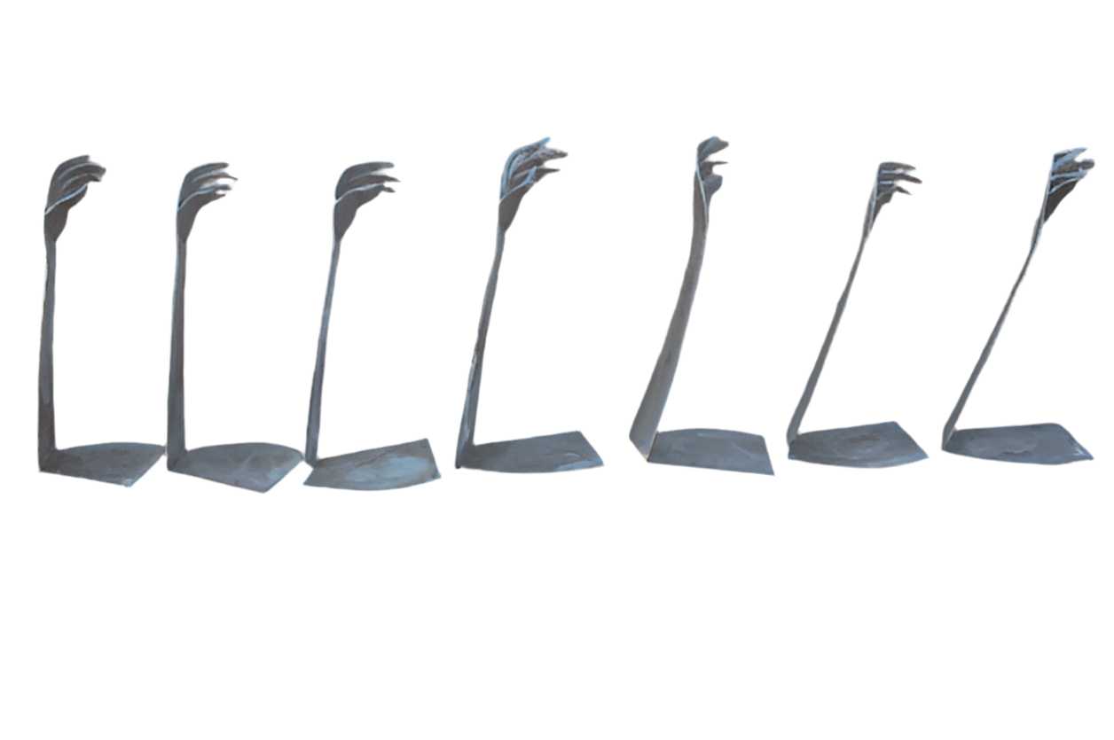 Vintage Modernist Brushed Stainless Steel Hand Sculpture