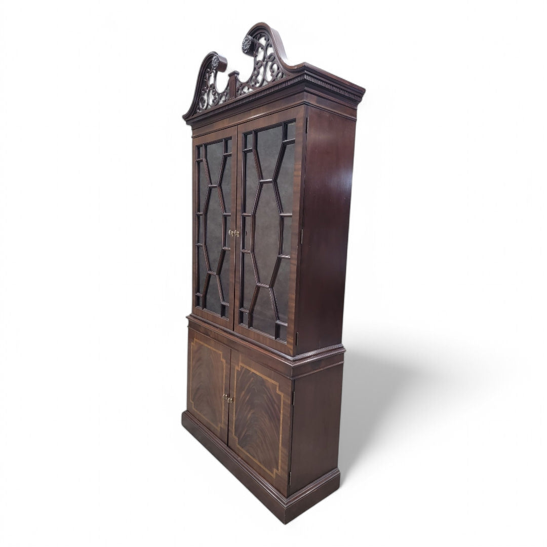 Antique Federal Style Flame Mahogany Display China Cabinet by Councill