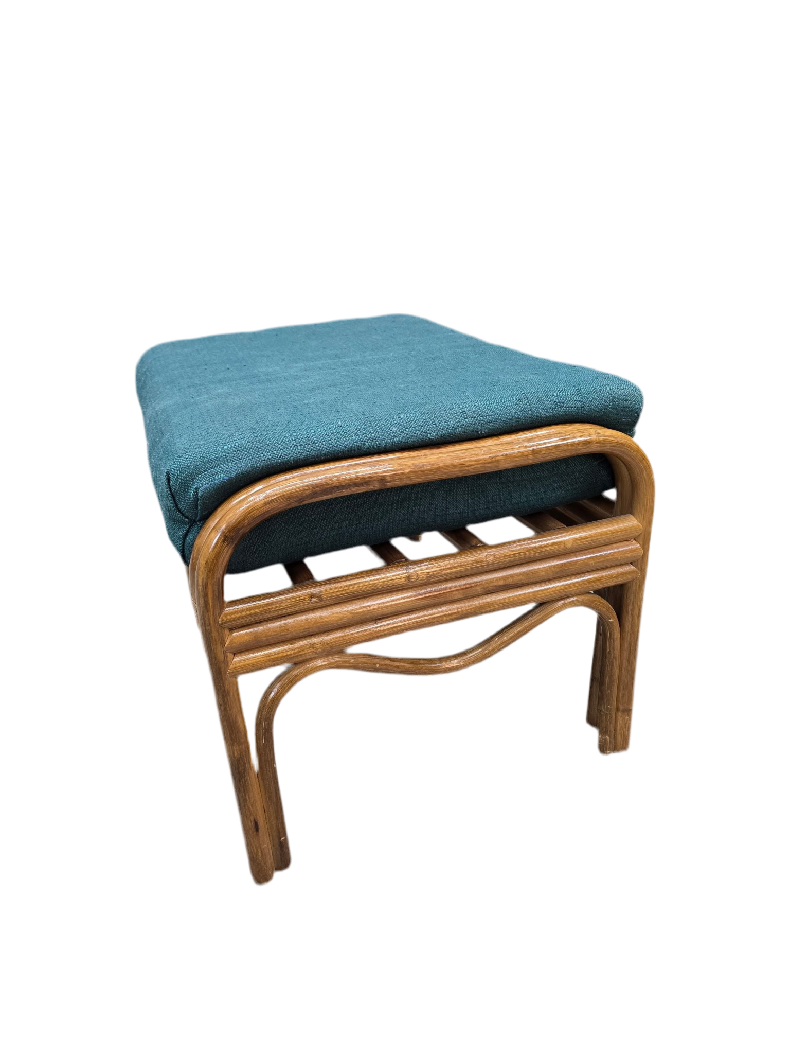 Mid Century Modern Wicker Chair and Ottoman for Reupholstery