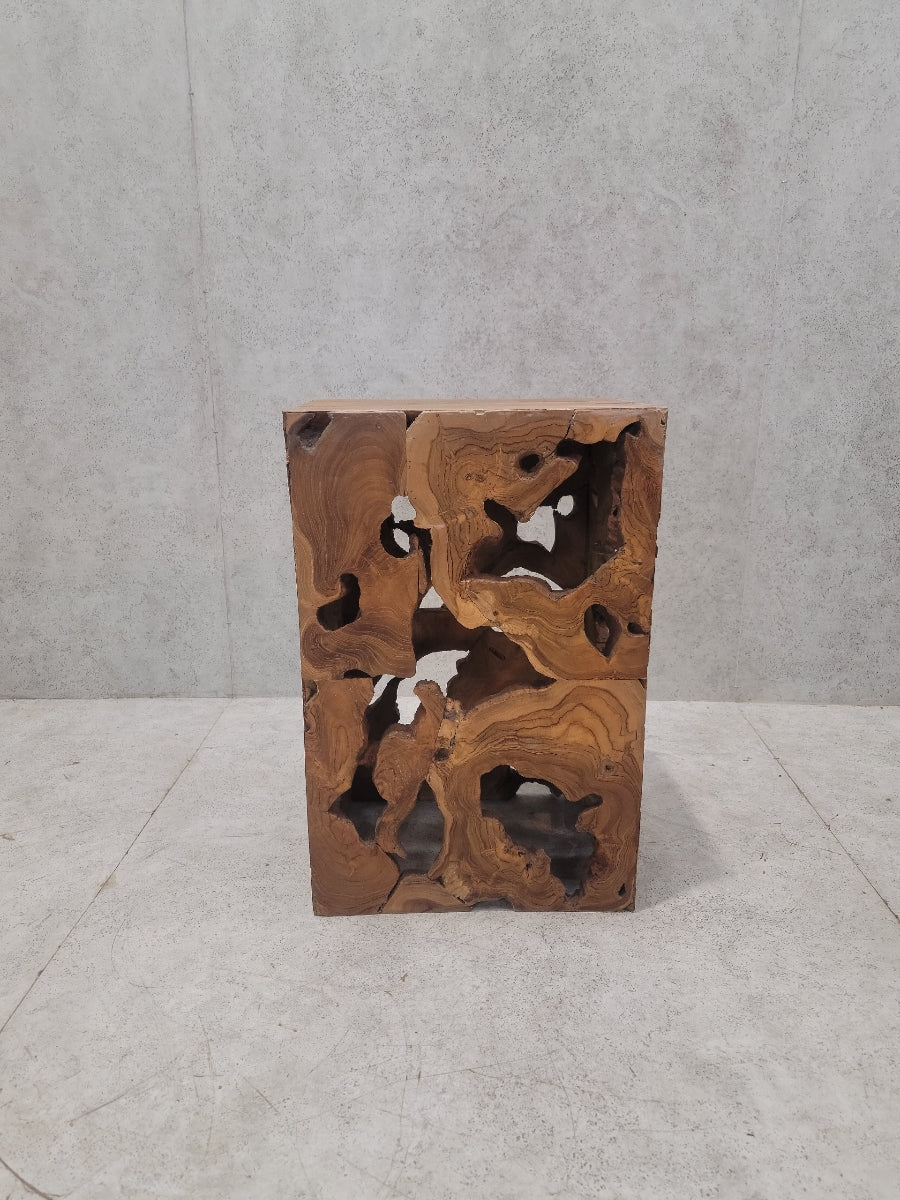 Vintage Modernist Organic Burl Wood Pedestal/Side Table