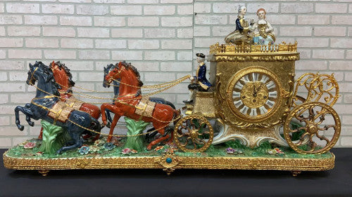 Antique Franz Hermle Monumental Capodimonte Style Vienna Porcelain Sculpted Mantel Clock/Centerpiece