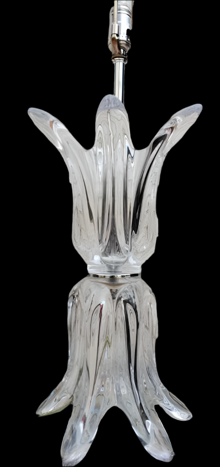 Hollywood Regency French Art Vannes Crystal Table Lamps - Pair