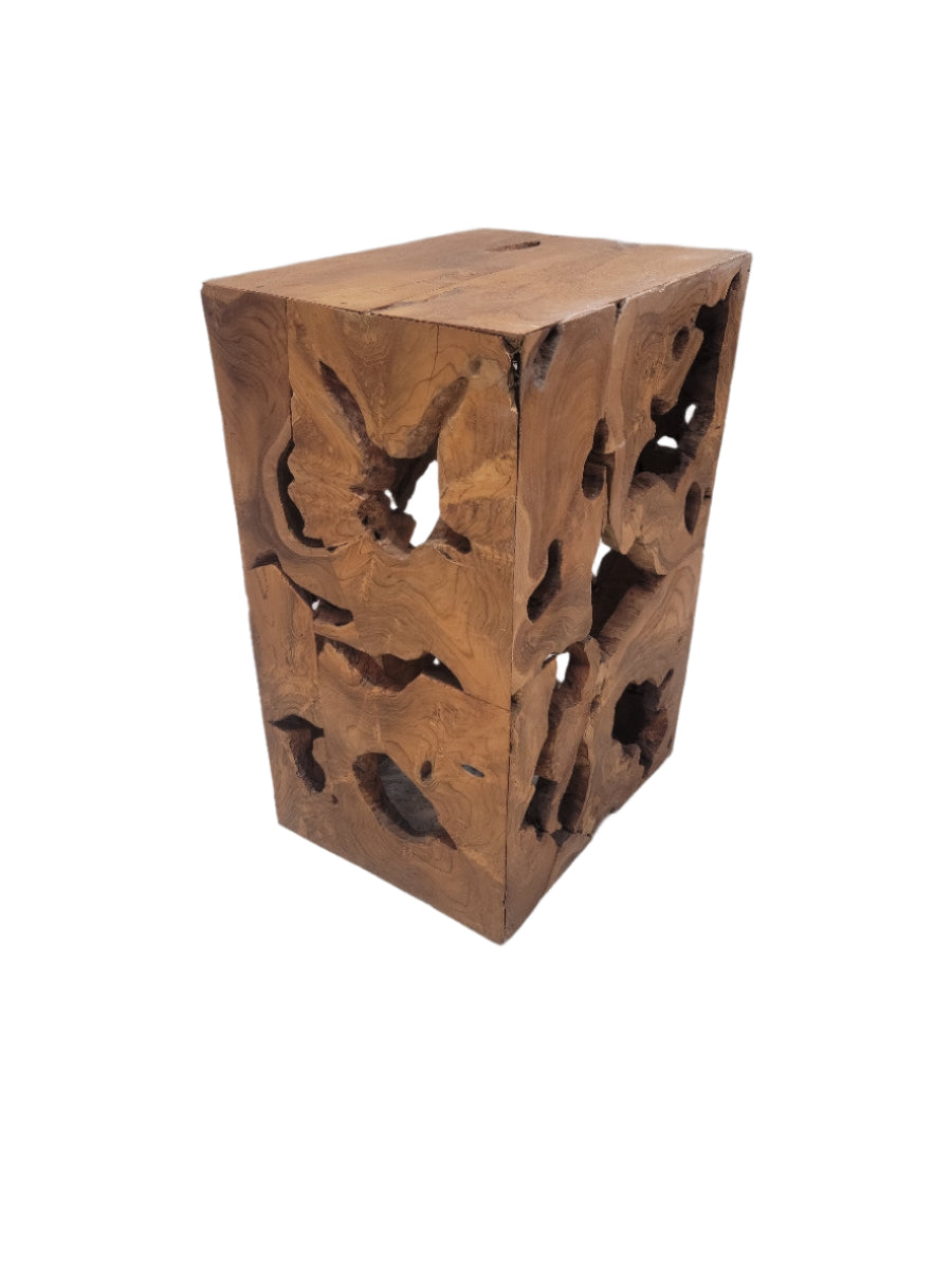 Vintage Modernist Organic Burl Wood Pedestal/Side Table
