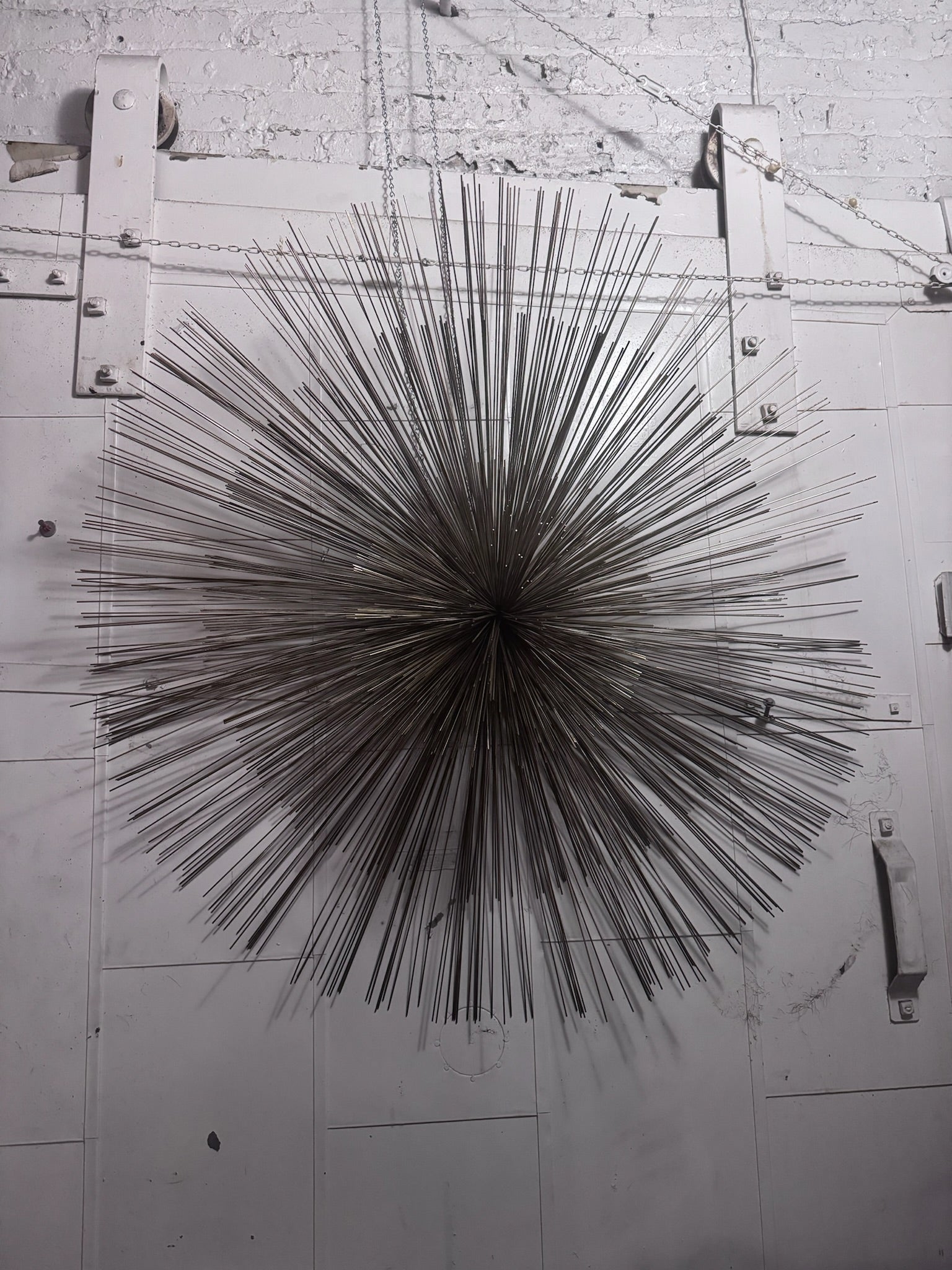 Mid Century Modern Curtis Jeré Nickel Sea Urchin/Pom-Pom Wall Sculpture